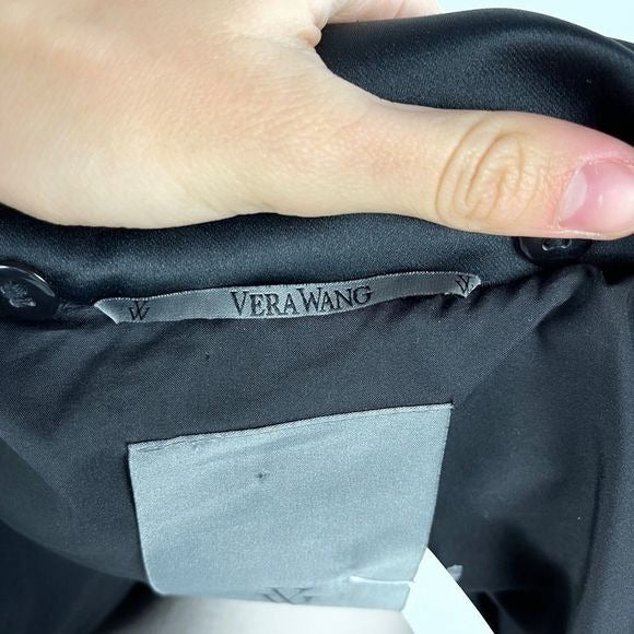 Vera Wang Black Brocade 3/4 Puffer Jacket