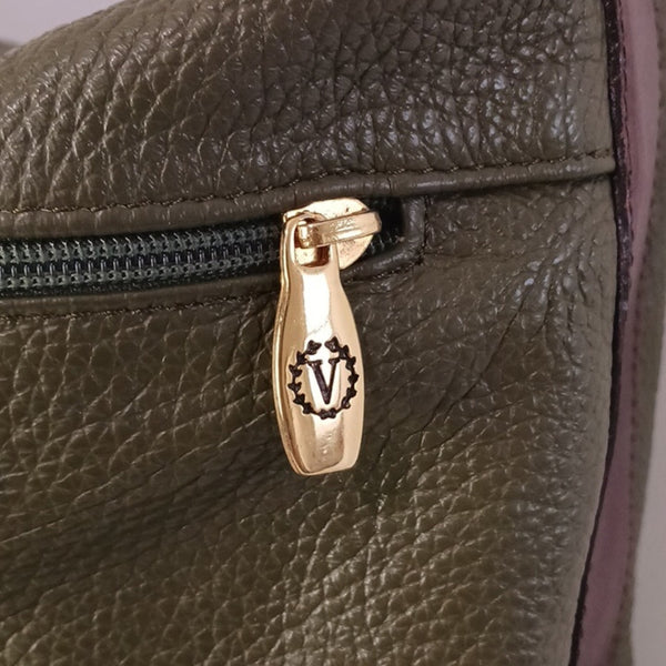 Valentina Olive With Brown Trim Bag