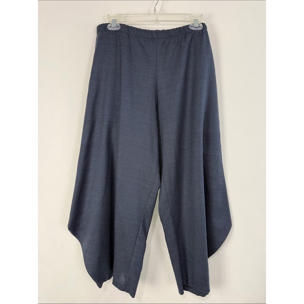 SQUARE NAVY WIDE LINEN PANTS