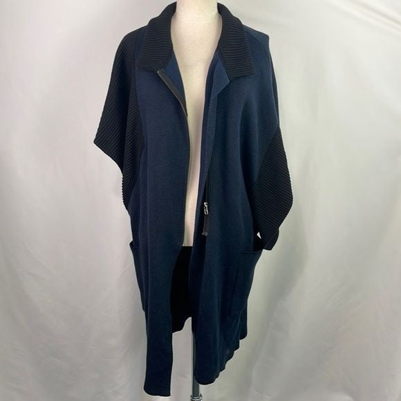 NWT Luis Buchinho Navy Black ZIP Long Vest