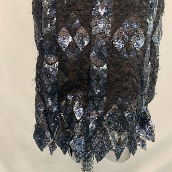 BCBGMaxAzria NWT gunmetal sequined print dress