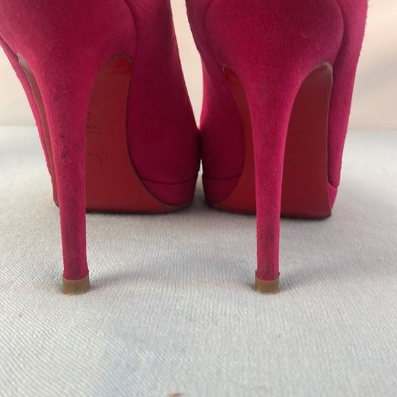 Christian Louboutin Pink Suede Platform Pumps As Is Shoes