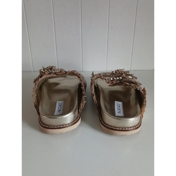 INUOVO GOLD WOVEN W BLING SANDALS.