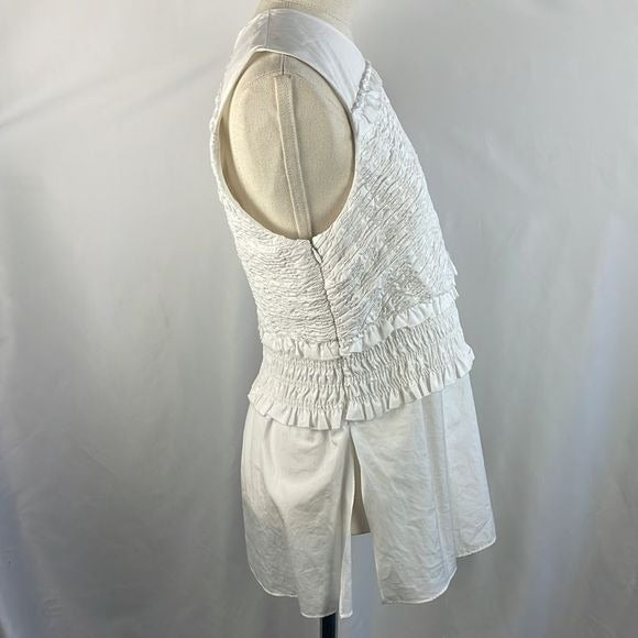 NWT 3.1 Phillip Lim White Crinkle Layered Top