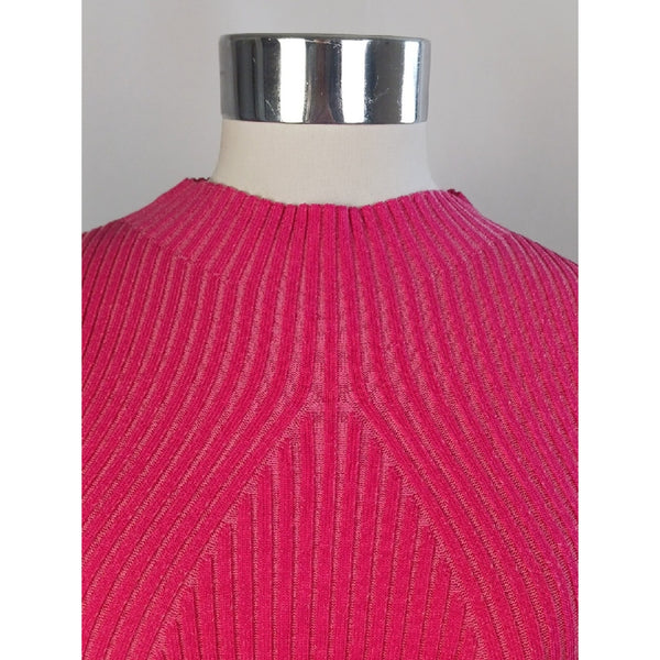 ALCER PINK RIBBED MOCK NECK SWEATER.