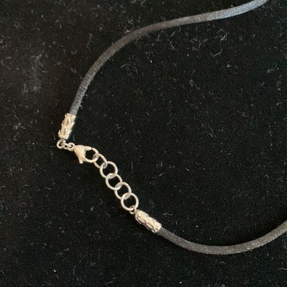 Roberto Cavalli Large Heart With Snake Pendant on Black Cord