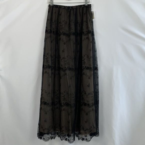 Chetta B NWT Long Black Lace Maxi Skirt