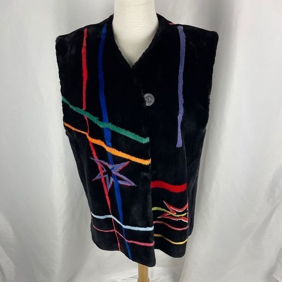 Zukii sheared mink fur vest with multi color design