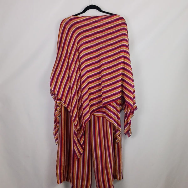 Trina Turk Multi Striped Poncho Top/Silk Set.