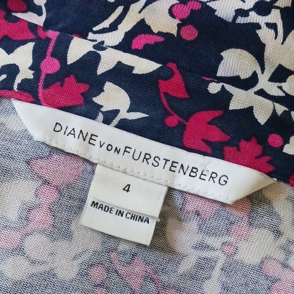 Diane Von Furstenberg Pink Blue Floral Wrap Dress.