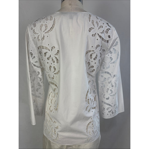 THEORY WHITE W LACE BLOUSE