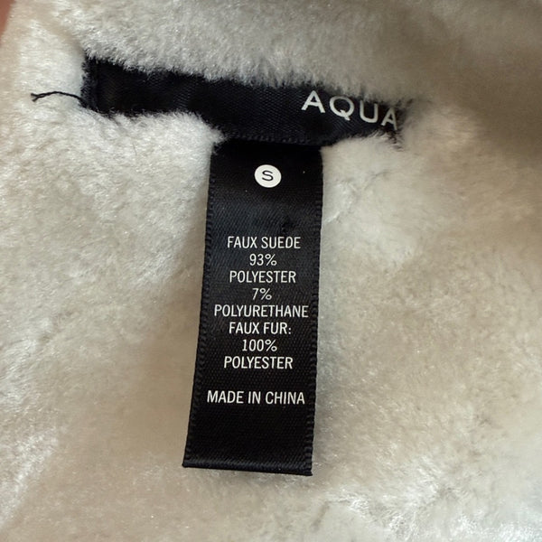 Aqua Size S Black faux shearling moto