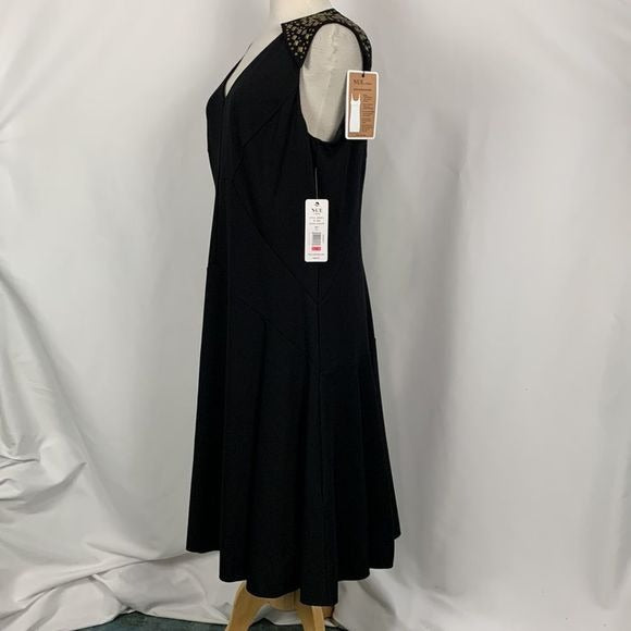 Nue by Shani NWT Black Dress With Studded Shoulders