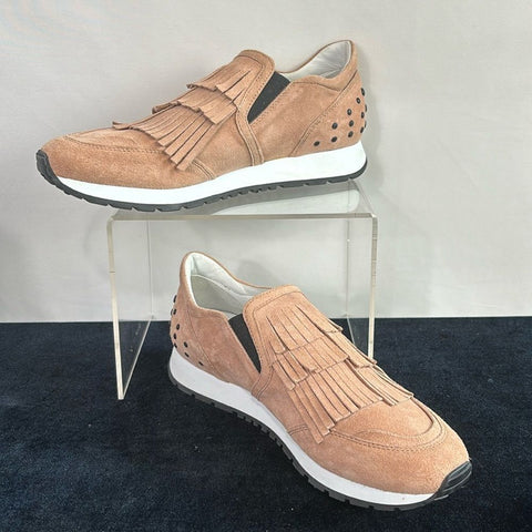 NEW Tod's Pink Suede Fringe Sneakers