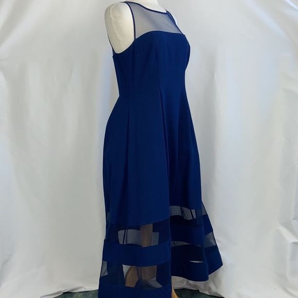 That Look Navy Midi Dress w/ Sheer Panels