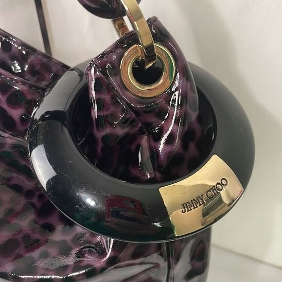 Jimmy Choo Purple Animal Print Patent Bag