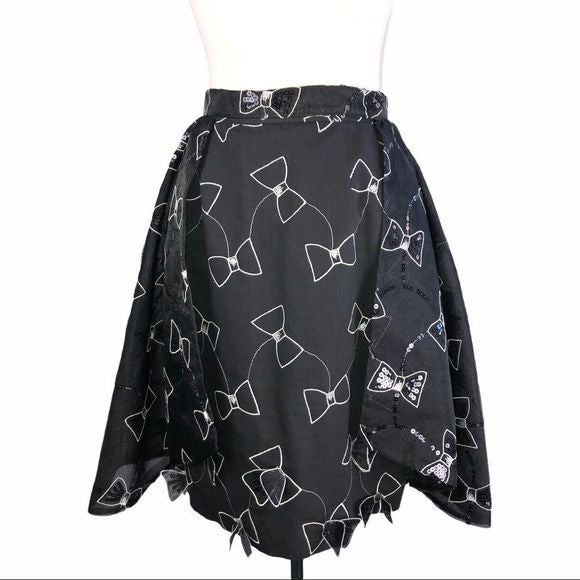 Rare Vintage Black Bow Tie Skirt & Jacket Set