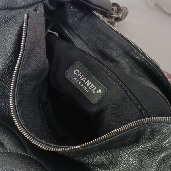Chanel Black Caviar Hobo W Chain Strap.