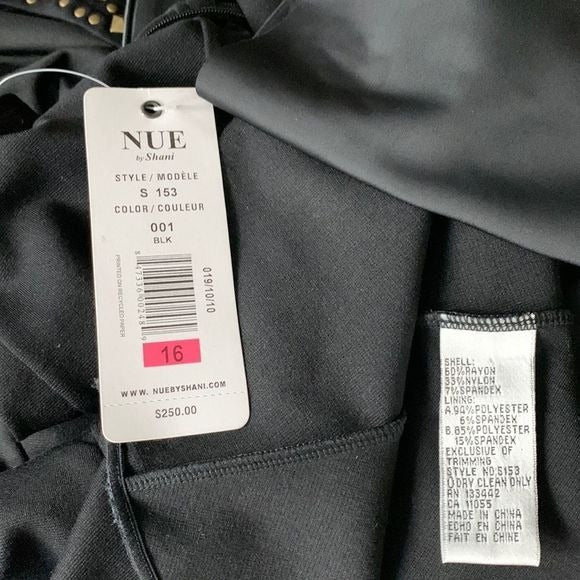 Nue by Shani NWT Black Dress With Studded Shoulders