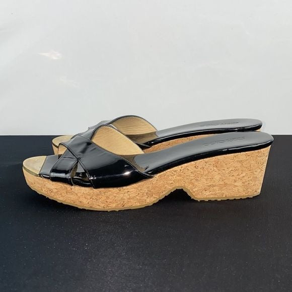 Jimmy Choo Black Patent Cork Bottom Platforms