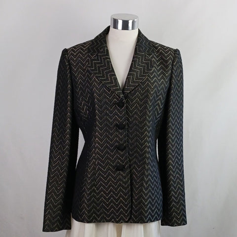 Valentino Black and Gold Chevron Striped Jacket