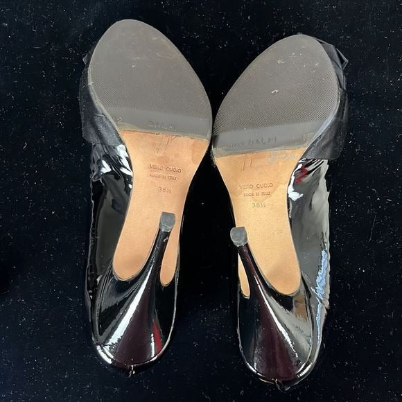 Giuseppe Zanotti Black Satin Peep Toe Pumps