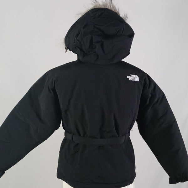 North Face NWT Black Belted  Hood W Fur Trim Kids Jacket