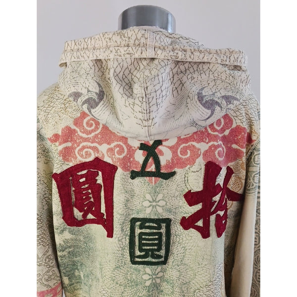 LUCKY BRAND Y2K ASIAN MONEY TARE ZIP JACKET.