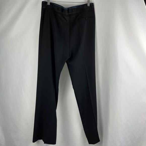 Balenciaga Paris Black Trousers with Navy Dotted Waist Trim