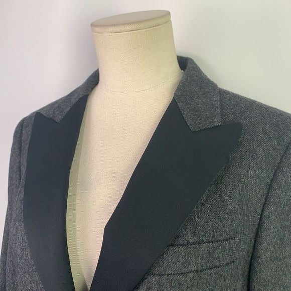 Max Mara Grey Virgin Wool w/ Black Trim Jacket