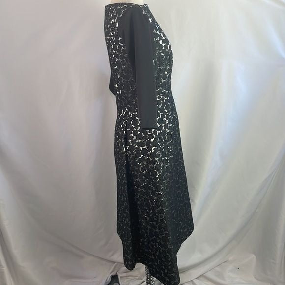 Lela Rose Black And Silver Brocade Mini Dress