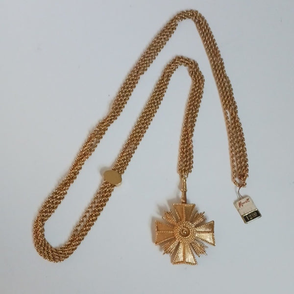 Monet Rare Vtg Maltese Cross Pendant Necklace