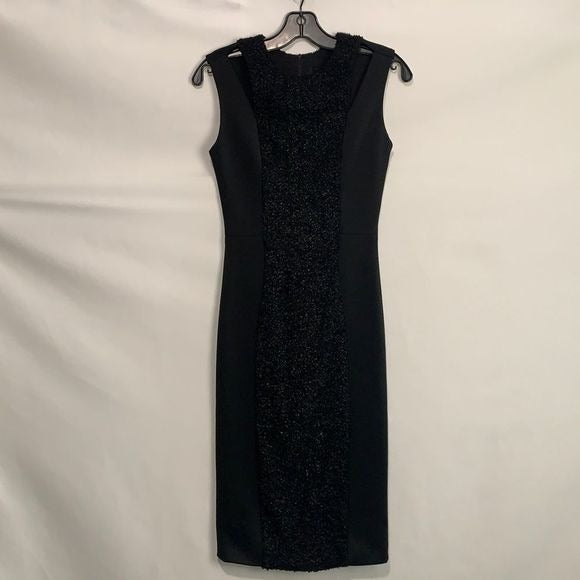 Marna Ro NWT black with sparkly knit panel sheath dress