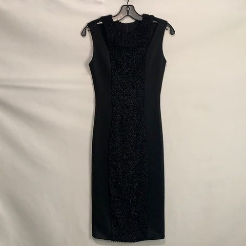 Marna Ro NWT black with sparkly knit panel sheath dress