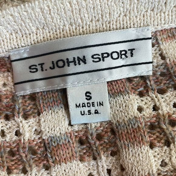 St. John Tan Striped Shell / Cardigan Sweat Set With Tank Top
