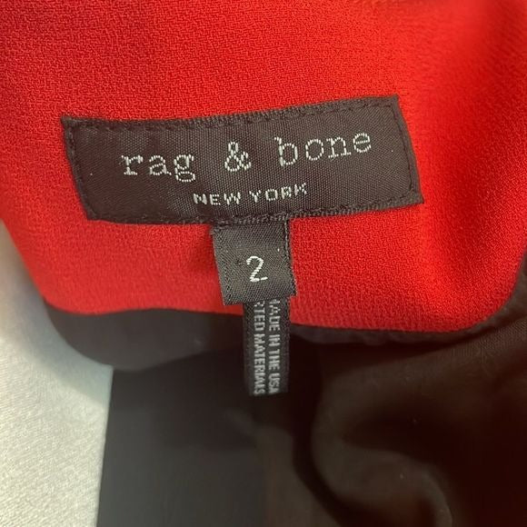 Rag and Bone Red With Black and Cream Stripe Beck Mini Dress
