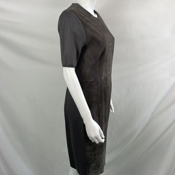 Elie Tahari Grey Suede Short Sleeve Dress