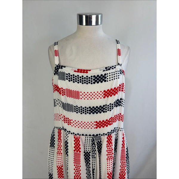BROOKS BROTHERS WHITE W RED BLUE DOTS SUNDRESS