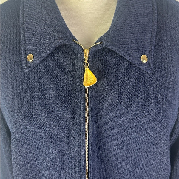 St John Navy Knit Zip Jacket