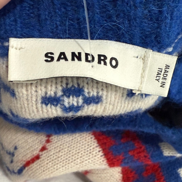 Sandro Red, White and Blue Smiley Sweater
