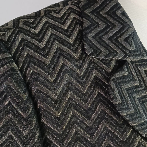 Valentino Black and Gold Chevron Striped Jacket