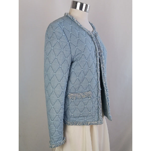 J MCLOUGHLIN DENIM QUILTED JACKET.