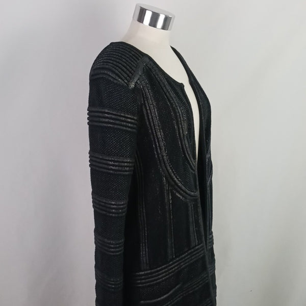 Isabel Marant Black Ribbed Coated 3/4 Knit Jacket