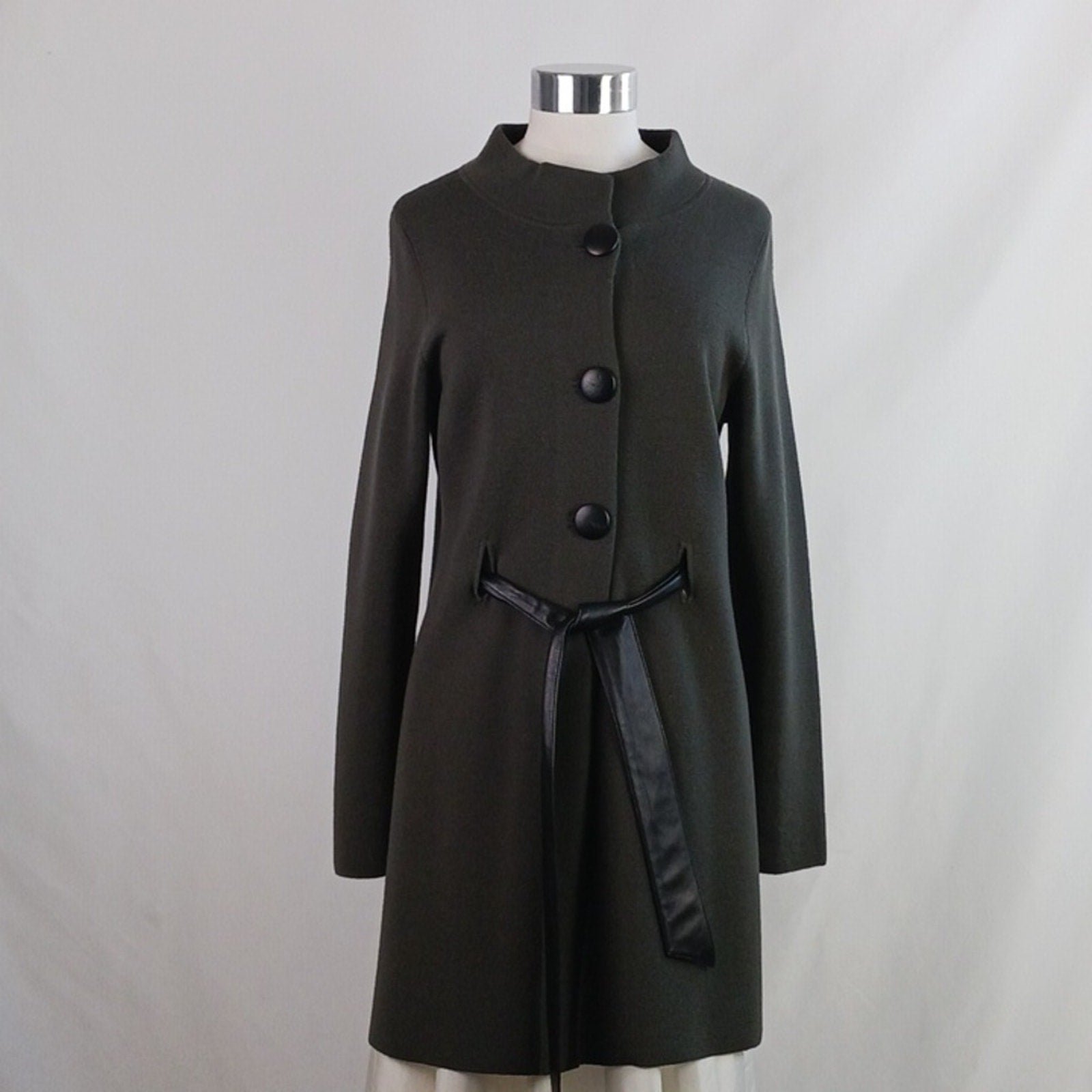 Belford Gray Knit 3/4 W Leather Belt Jacket