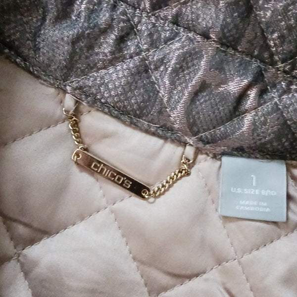 Chico's Metallic Snake Quilted Jacket NWT