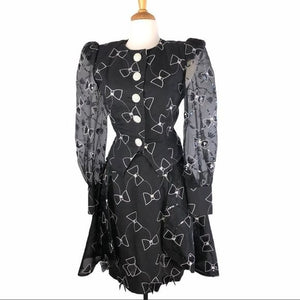 Rare Vintage Black Bow Tie Skirt & Jacket Set