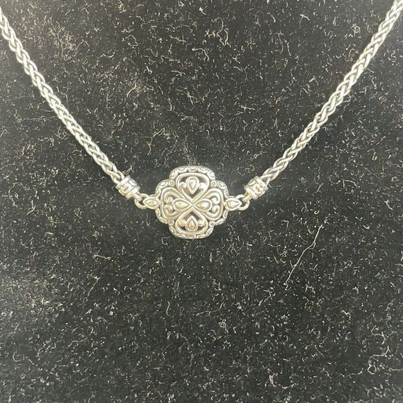 John Hardy Sterling and 14kt Clover Station Necklace