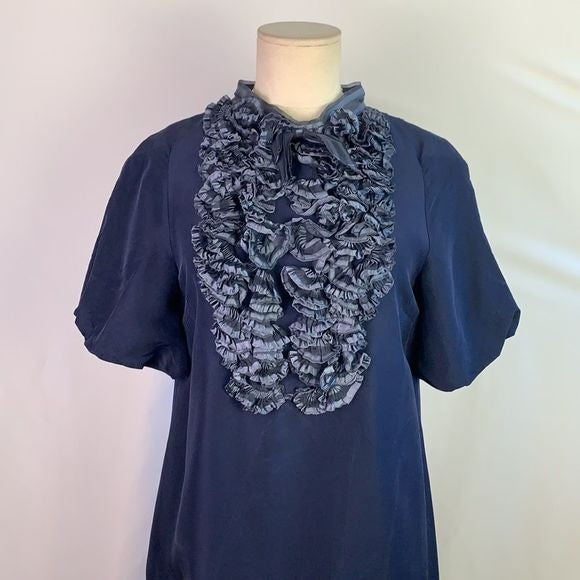 Marc by Marc Jacobs Blue Ruffle front mini dress