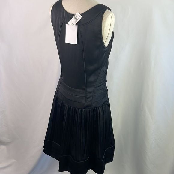 NWT D Von Furstenberg Black Pleated Drop Waist Dress