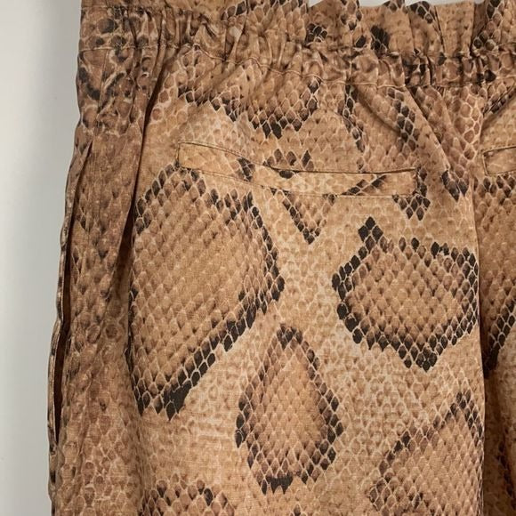 Mara Hoffman Tan Snake Paper Bag Tie Slacks